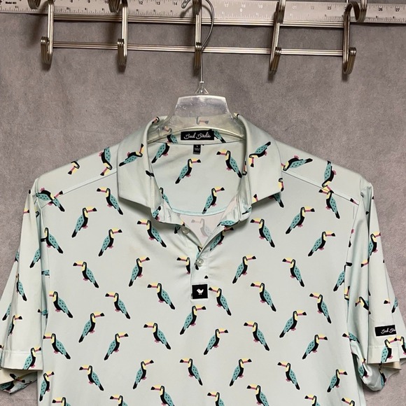 Bad Birdie Other - Bad Birdie Polo Shirt Men L Green Toucan Do It Golf AOP Performance Geometric